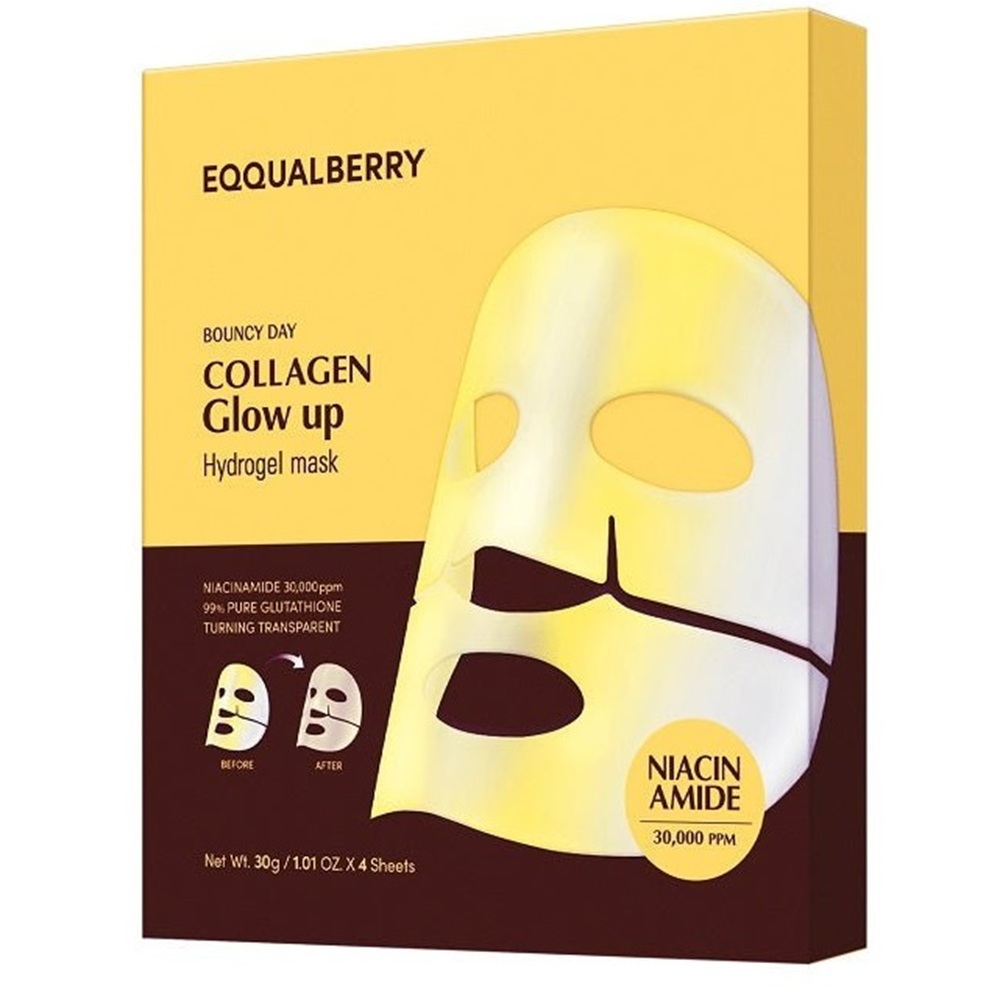 Masca cu hidrogel pentru luminozitate Collagen Glow Up Hydrogel, 4 bucati, Eqqualberry