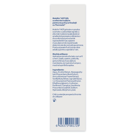 Gel termic pentru muschi si articulatii Mobilin Hot Gel, 100 ml, Viva Pharma 708635