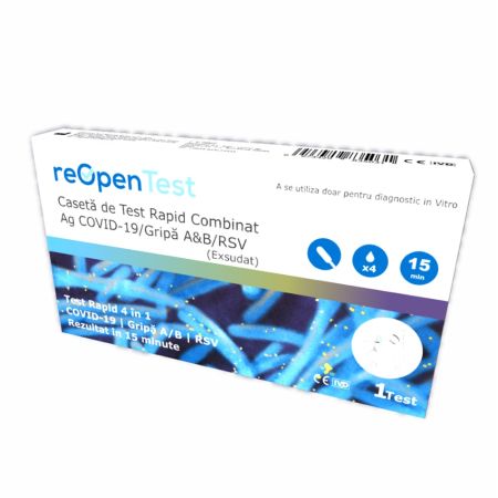 Test rapid pentru Sars-Cov 2 Ag si Influenza A&B/RSV 4 in 1 Combo Reopen, 1 bucata, Montana Med 664667