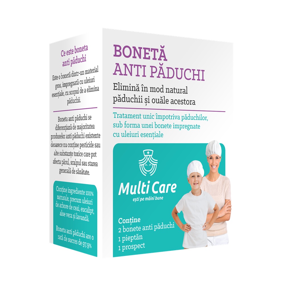 Boneta antipaduchi + pieptan Multi Care, 2 bonete + 1 pieptan, Self Care
