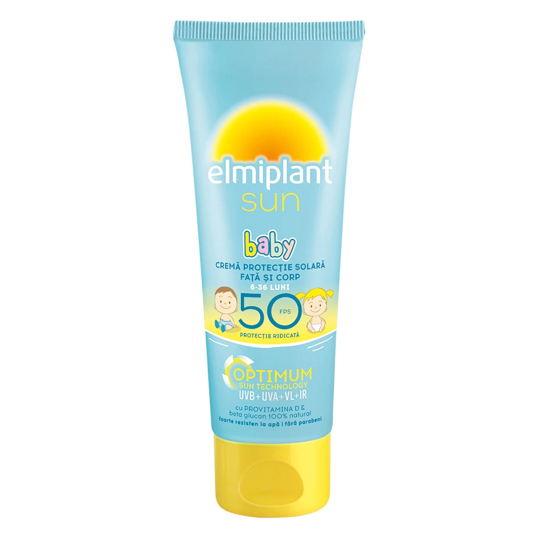  Cremade protectie solara fata si corp SPF 50 Optimum Sun Baby, 75 ml, Elmiplant