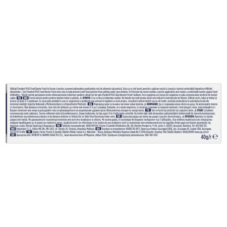 Crema adeziva pentru proteza dentara Plus Food Barrier Fresh, 40 g, Fixodent 665050