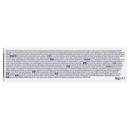 Crema adeziva pentru proteza dentara Plus Food Barrier Fresh, 40 g, Fixodent 665050