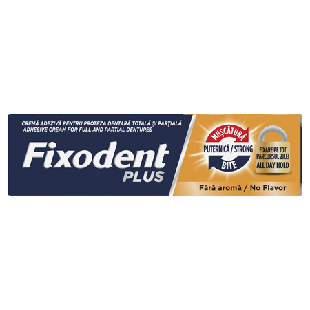 Crema adeziva pentru proteza dentara Plus Strong Bite, 40 g, Fixodent