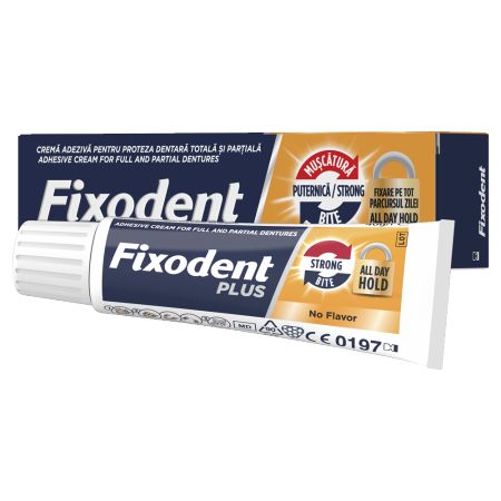 Crema adeziva pentru proteza dentara Plus Strong Bite, 40 g, Fixodent 665213