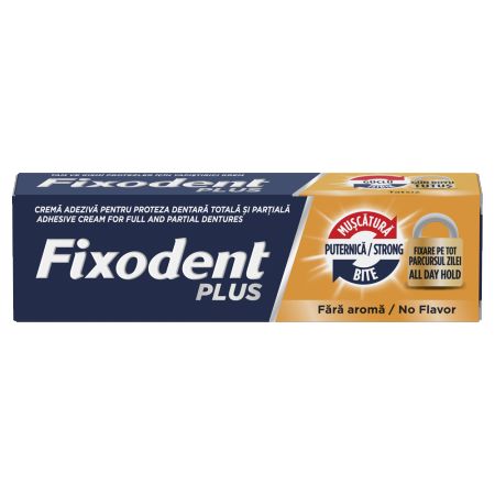 Crema adeziva pentru proteza dentara Plus Strong Bite, 40 g, Fixodent 665218