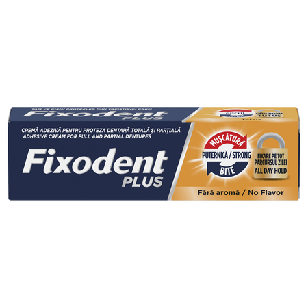 Crema adeziva pentru proteza dentara Plus Strong Bite, 40 g, Fixodent 665218