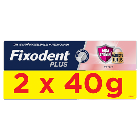 Pachet Crema adeziva pentru proteza dentara Plus Food Barrier Neutral, 40 g + 40 g, Fixodent 665290