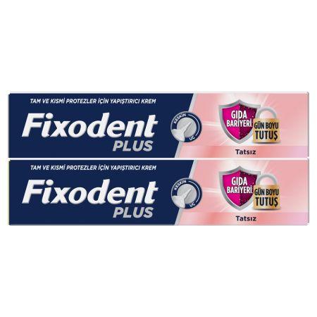 Pachet Crema adeziva pentru proteza dentara Plus Food Barrier, 40 g + 40 g, Fixodent