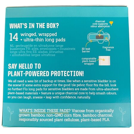 Absorbante lungi cu carbune activ pentru incontinenta urinara, 14 bucati, Flo 665319