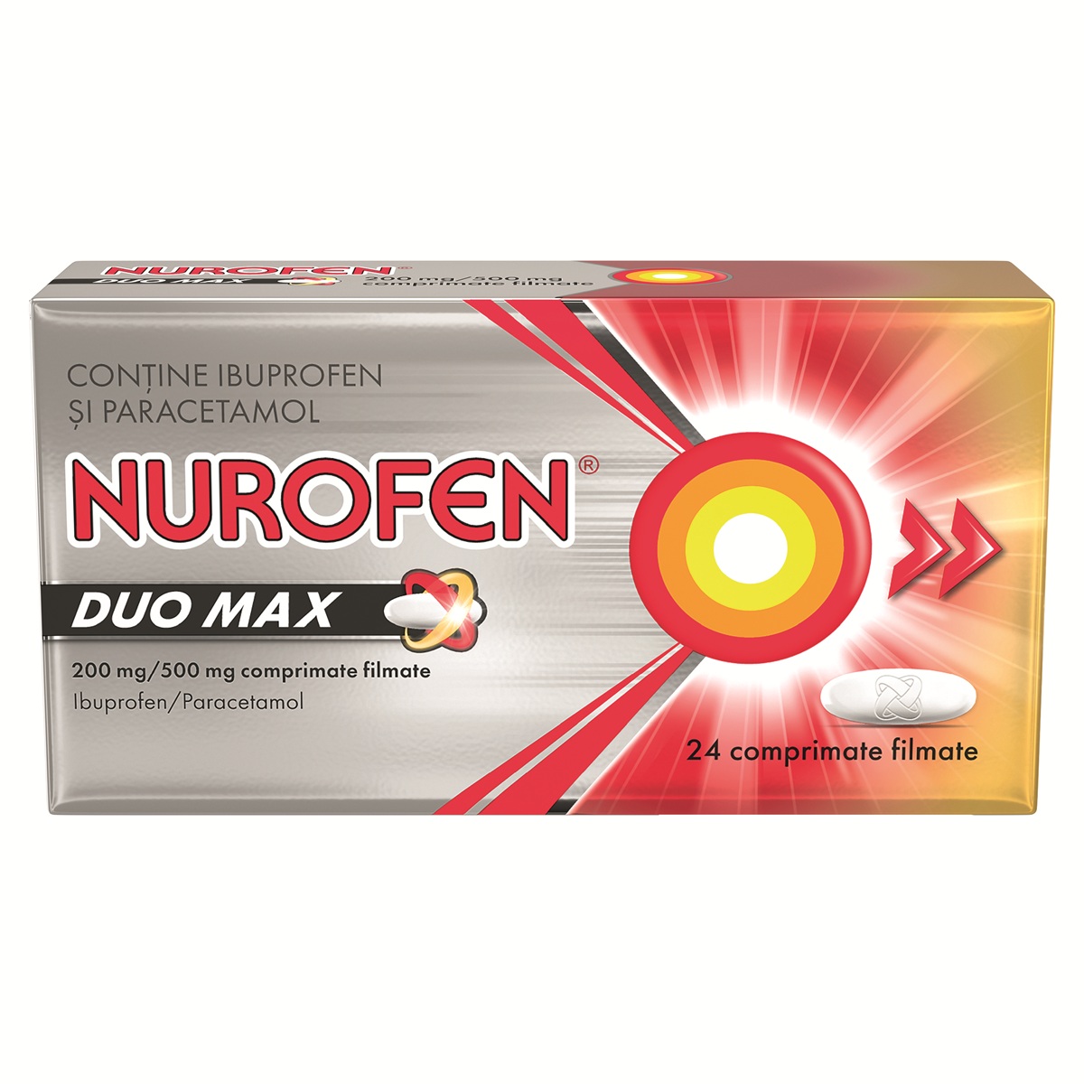 Nurofen Duo Max, 200mg/500mg, 24 comprimate filmate, Reckitt Benckiser