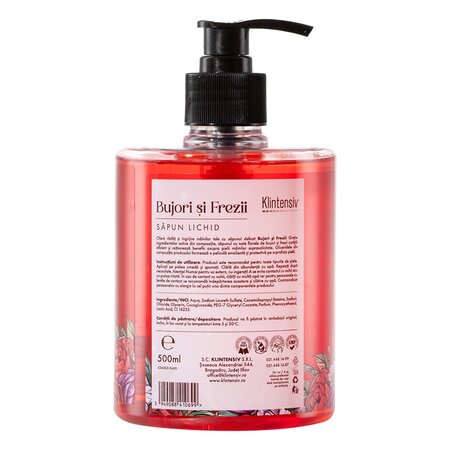 Sapun lichid pentru maini cu aroma de Bujori si Frezii, 500 ml, Klintensiv 665961