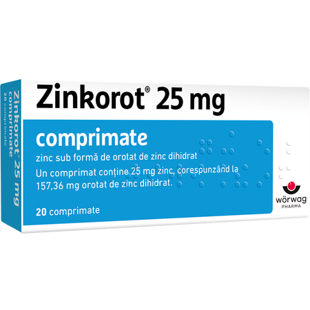 Zinkorot, 25 mg, 20 comprimate, Worwag