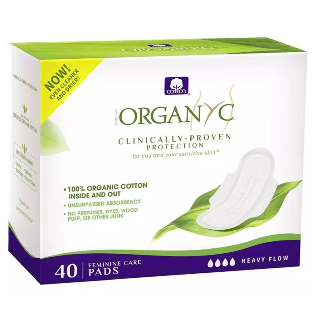 Absorbante intime pentru noapte din bumbac, 40 bucati, Organyc