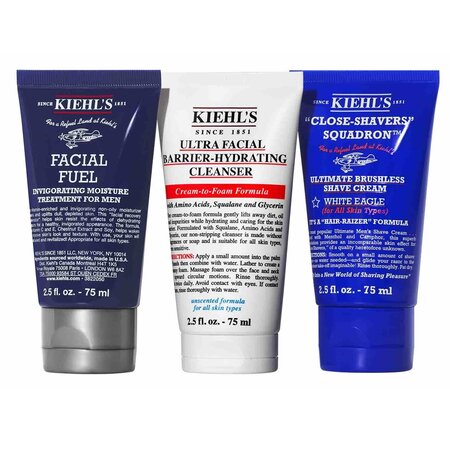 Set Crema hidratanta Fuel Moisturizer + Gel de curatare Ultra Facial Barrier Cleanse + Crema de ras White Eagle Shave Your 5 o'clock shadow shavers, 3x75 ml, Kiehl's 666157