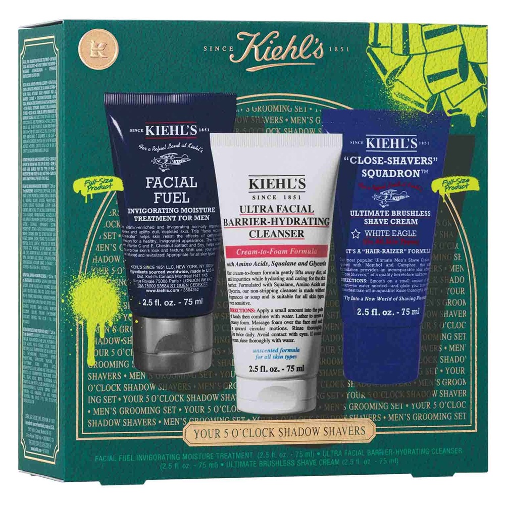 Set Crema hidratanta Fuel Moisturizer + Gel de curatare Ultra Facial Barrier Cleanse + Crema de ras White Eagle Shave Your 5 o'clock shadow shavers, 3x75 ml, Kiehl's