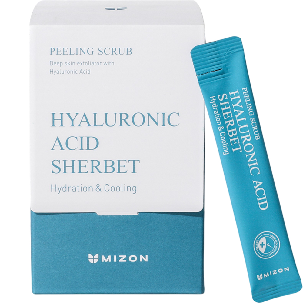 Scrub pentru fata cu acid hialuronic si mentol Peeling Scrub, 40 plicuri, Mizon