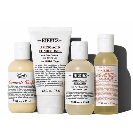 Set Sampon cu amino acid 75 ml + Balsam cu amino acid 75 ml + Gel de dus cu grapefruit 65 ml + Crema de corp 75 ml Oh so soft&sudsy, Kiehl's 666188