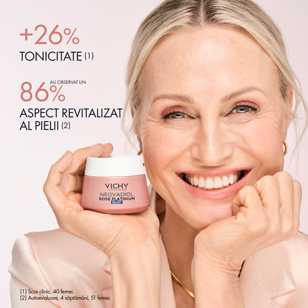 Crema de noapte cu efect de redensificare si revitalizare Neovadiol Rose Platinium, 50 ml, Vichy 666316