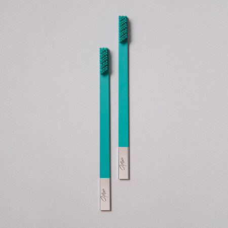 Periuta de dinti Medium Turquoise Blue Silver, 1 bucata, Apriori 666367