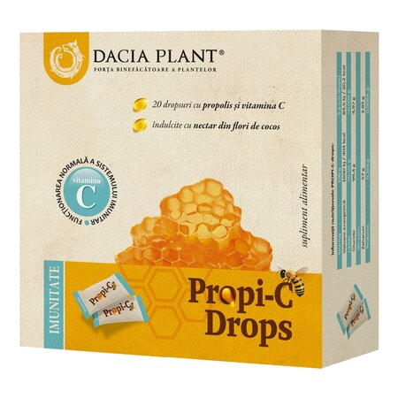 Dropsuri cu propolis si vitamina C Propi-C, 20 dropsuri, Dacia Plant