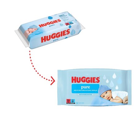 Servetele umede Pure, 56 bucati, Huggies 683005
