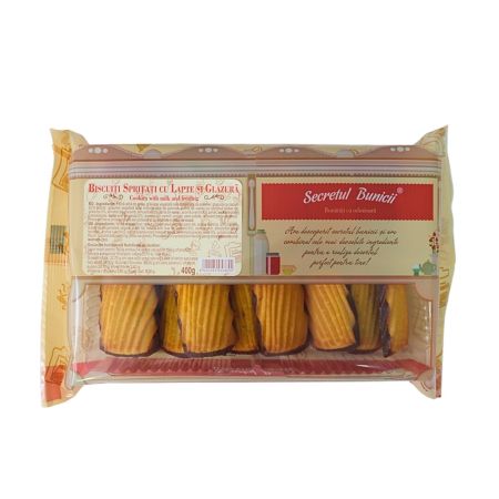 Biscuiti spritati cu lapte si glazura, 400 g, Secretul Bunicii