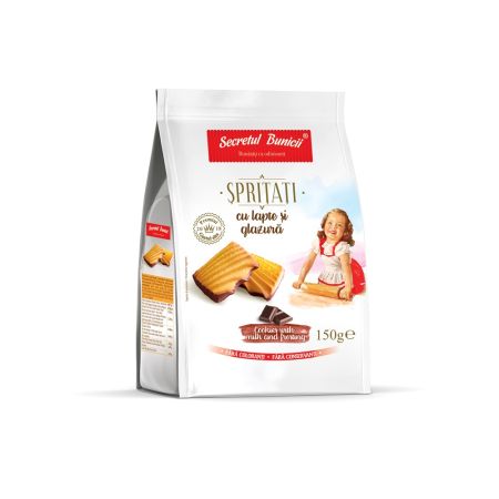 Biscuiti spritati cu lapte si glazura, 150 g, Secretul Bunicii