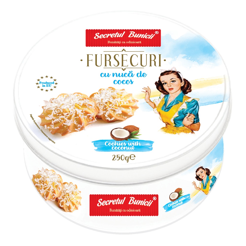 Fursecuri cu nuca de cocos, 250 g, Secretul Bunicii