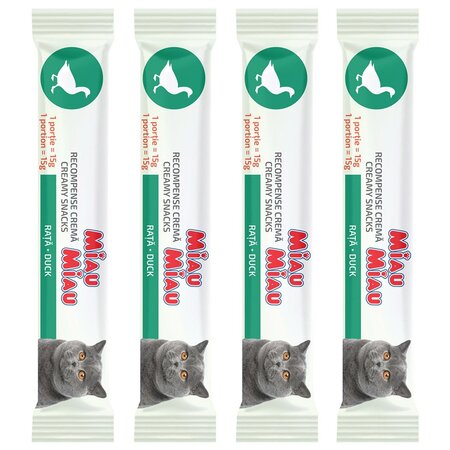 Recompense cu rata pentru pisici Creamy Snacks, 4x15 g, Miau Miau 666957