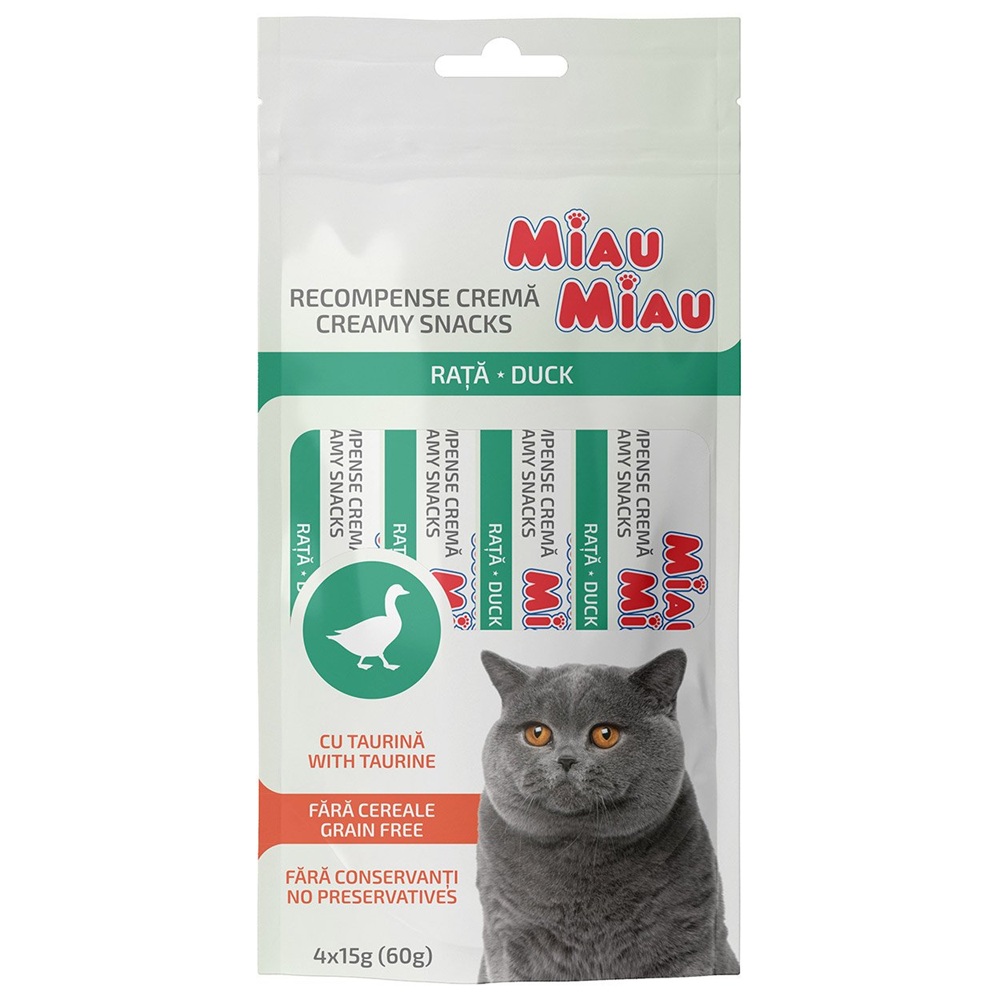 Recompense cu rata pentru pisici Creamy Snacks, 4x15 g, Miau Miau