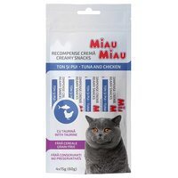 Recompense cu ton si pui pentru pisici Creamy Snacks, 4x15 g, Miau Miau