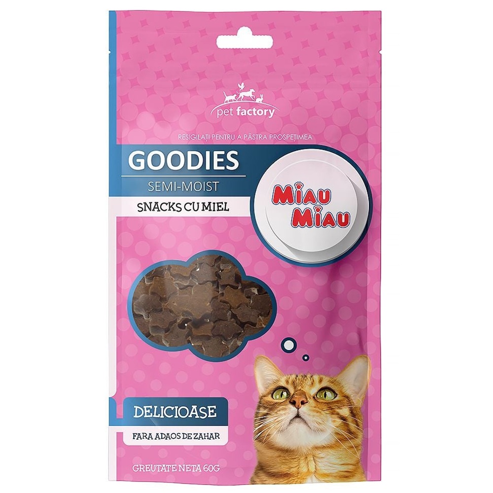 Recompense cu miel pentru pisici Goodies Snacks, 60 g, Miau Miau