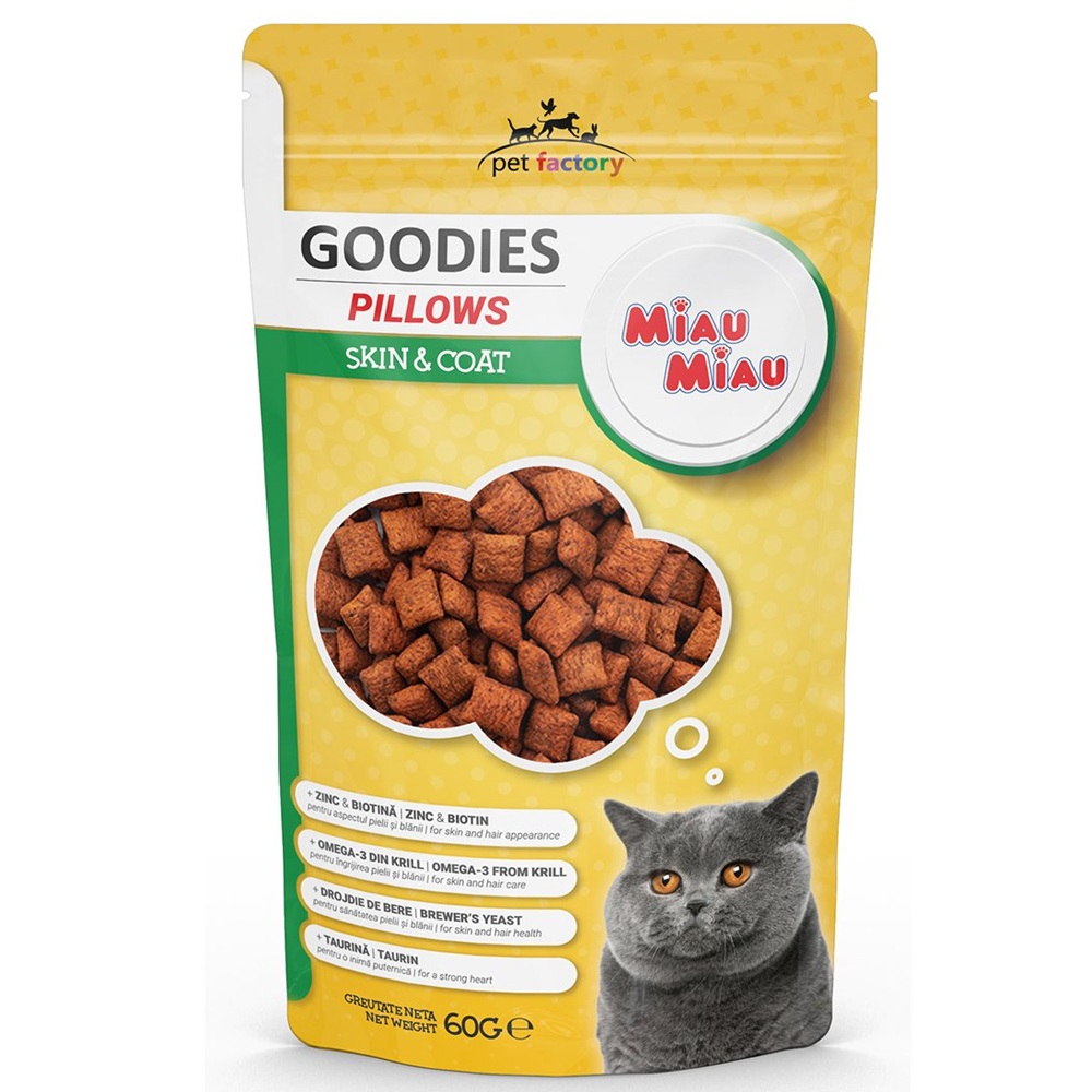 Recompense pentru pisici Skin & Coat Pillows, 60 g, Miau Miau