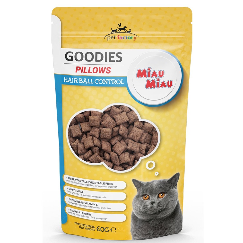 Recompense cu pui pentru pisici Hairball Control Pillows, 60 g, Miau Miau