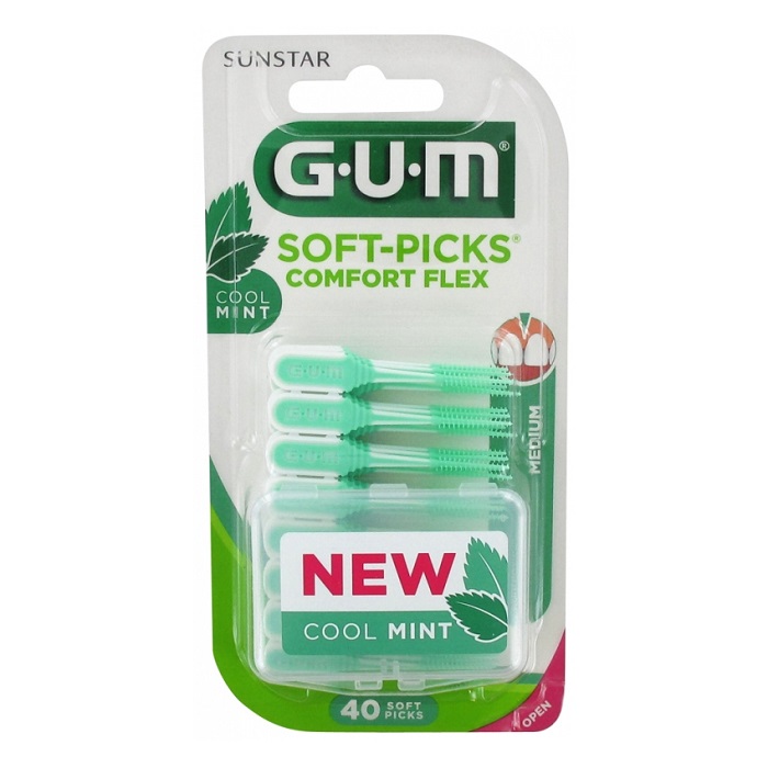 Perii interdentare cu aroma de menta Soft-Picks Comfort Flex Medium, 40 bucati, Sunstar Gum