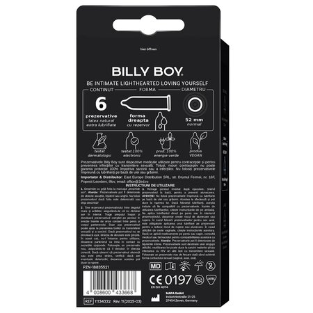 Prezervative Extra Lube, 6 bucati, Billy Boy 667168