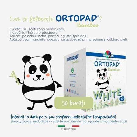 Ocluzor pentru copii Alb Junior Ortopad Master-Aid, 67x50 mm, 50 bucati, Pietrasanta Pharma 669224
