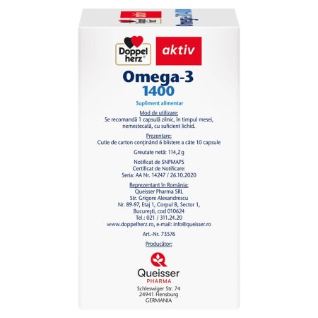 Omega 3, 1400 mg, 60 capsule, Doppelherz 668518