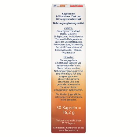Ginseng + Vitamina B + Zinc, 30 capsule, Doppelherz 668560