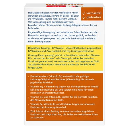 Ginseng + Vitamina B + Zinc, 30 capsule, Doppelherz 668558