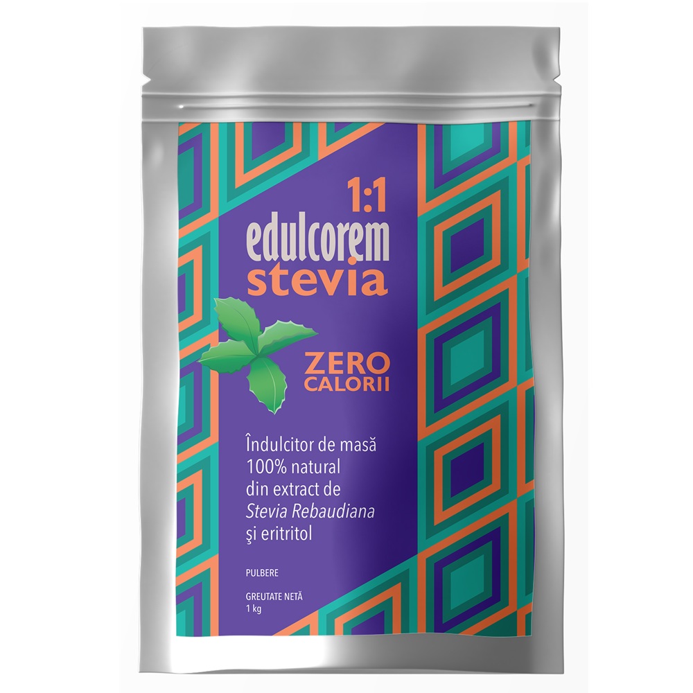 Indulcitor natural Stevia Edulcorem, 1:1, 1 kg, Laboratoarele Remedia