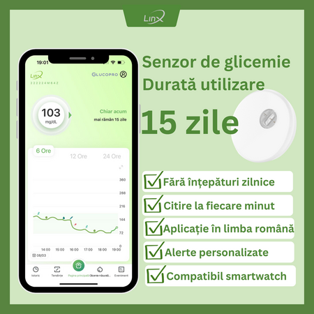 Senzor pentru monitorizarea continua a glicemiei, 1 bucata, Linx 705937