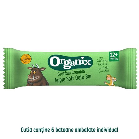 Batoane ecologice din ovaz integral cu mere 12 luni+, 6 bucati x 23 g, Organix 669190