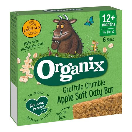 Batoane ecologice din ovaz integral cu mere 12 luni+, 6 bucati x 23 g, Organix 669193