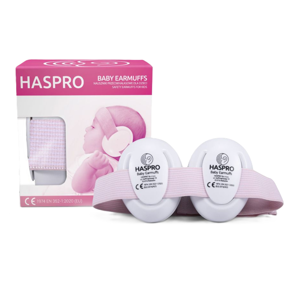 Casti roz pentru protectie fonica bebelusi, 1 bucata, Haspro