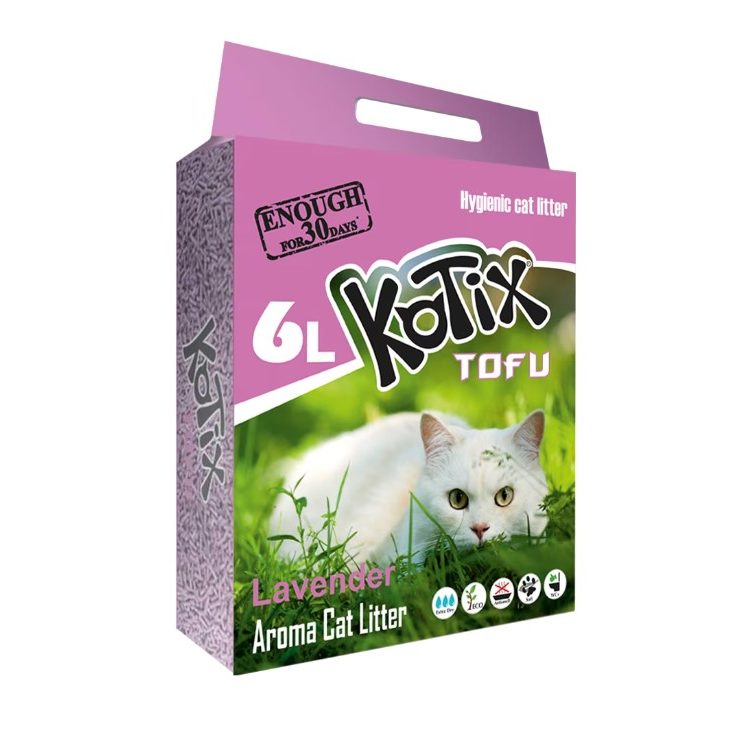 Asternut igienic pentru pisici Tofu Lavanda, 6L, Kotix