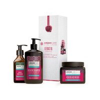Set Sampon reparator+Masca reparatoare+Ser fortifiant, Keratin, 400 ml+ 500 ml+100 ml, Arganicare