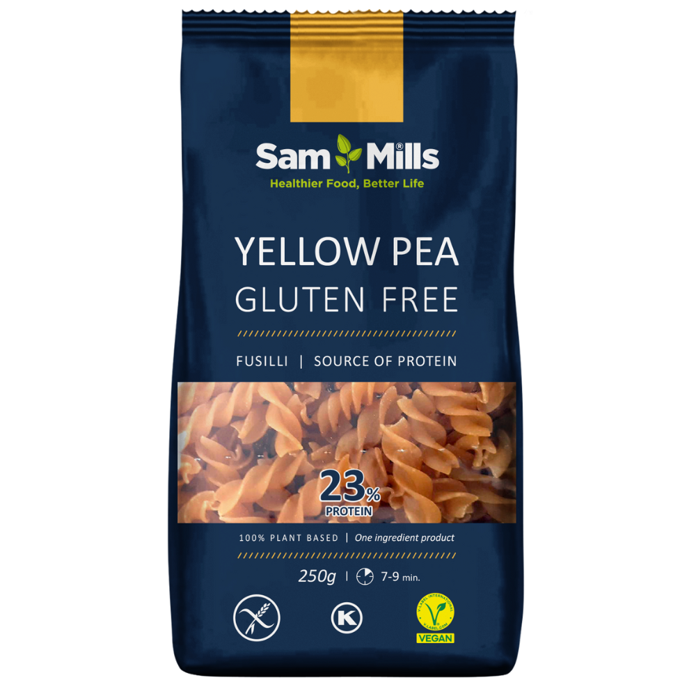Paste fusilli din mazare galbena, 23% proteina, 250 g, Sam Mills