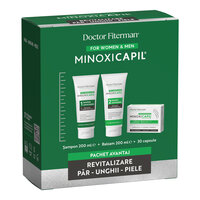 Pachet sampon, 200 ml + balsam, 200 ml + capsule, 30 bucati Minoxicapil, Doctor Fiterman